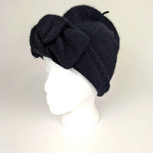 New York & Company Black Wool Basket Hat